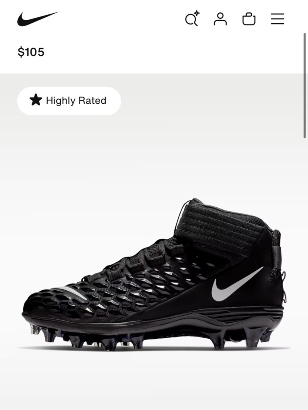 Nike Force Savage Pro 2 Black High-Top Football Cleats size 15